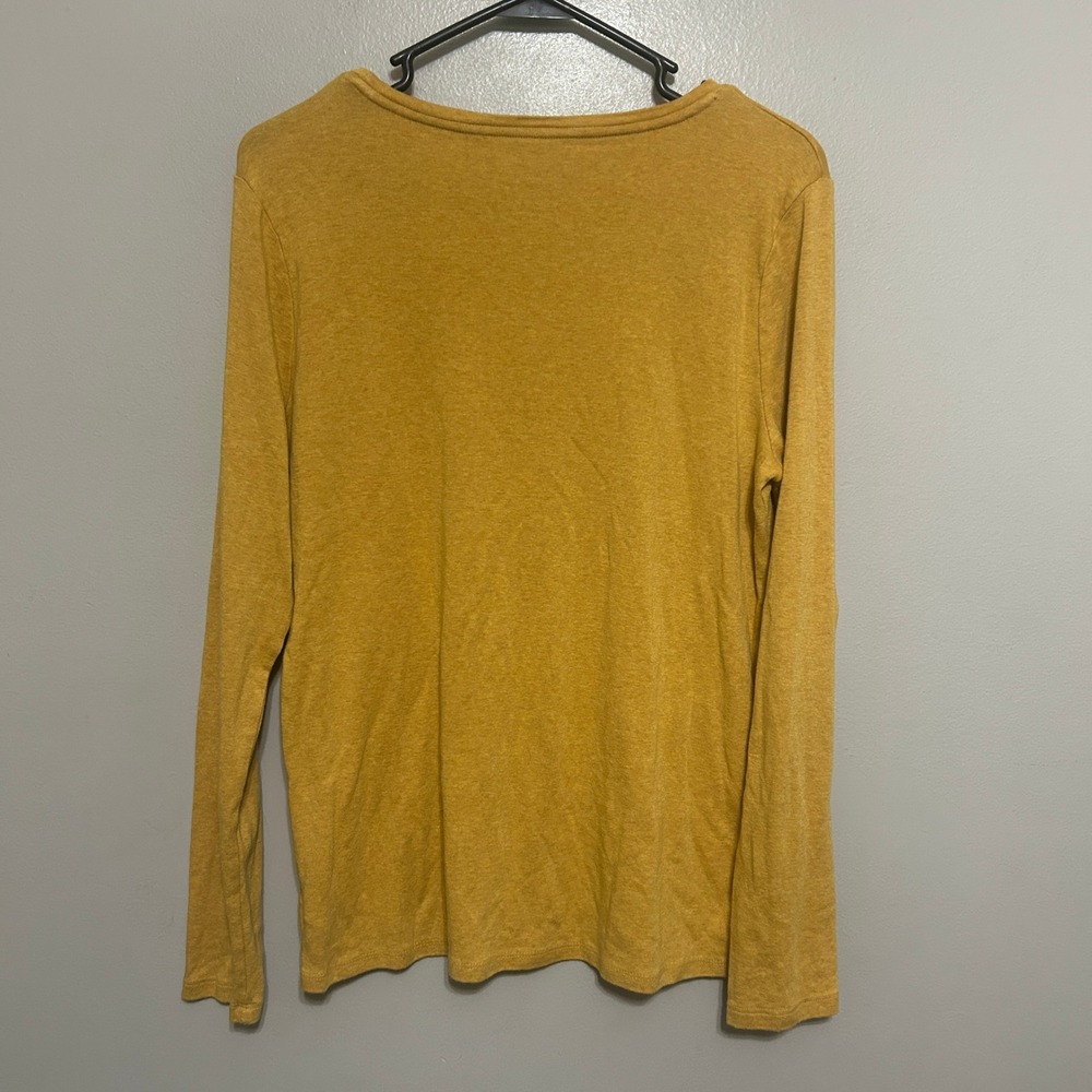 A New Day Long Sleeve Tee Women XL Mustard Yellow Cotton Modal Basic Fall Chic - Picture 2 of 7